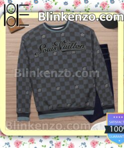 Louis Vuitton Blue And Black Checkerboard Mens Sweater c