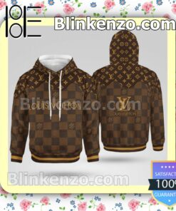 Louis Vuitton Dark Brown Monogram And Checkerboard Custom Womens Hoodie