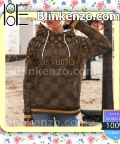 Louis Vuitton Dark Brown Monogram And Checkerboard Custom Womens Hoodie a
