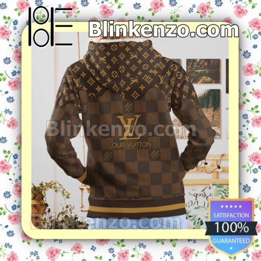 Louis Vuitton Dark Brown Monogram And Checkerboard Custom Womens Hoodie b