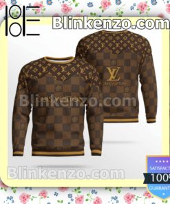 Louis Vuitton Dark Brown Monogram And Checkerboard Mens Sweater