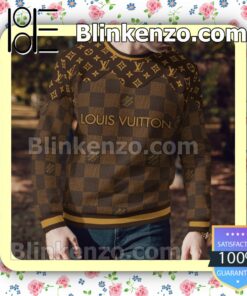 Louis Vuitton Dark Brown Monogram And Checkerboard Mens Sweater a