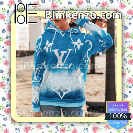 Louis Vuitton Escale Neverfull Blue Tie Dye Custom Womens Hoodie a