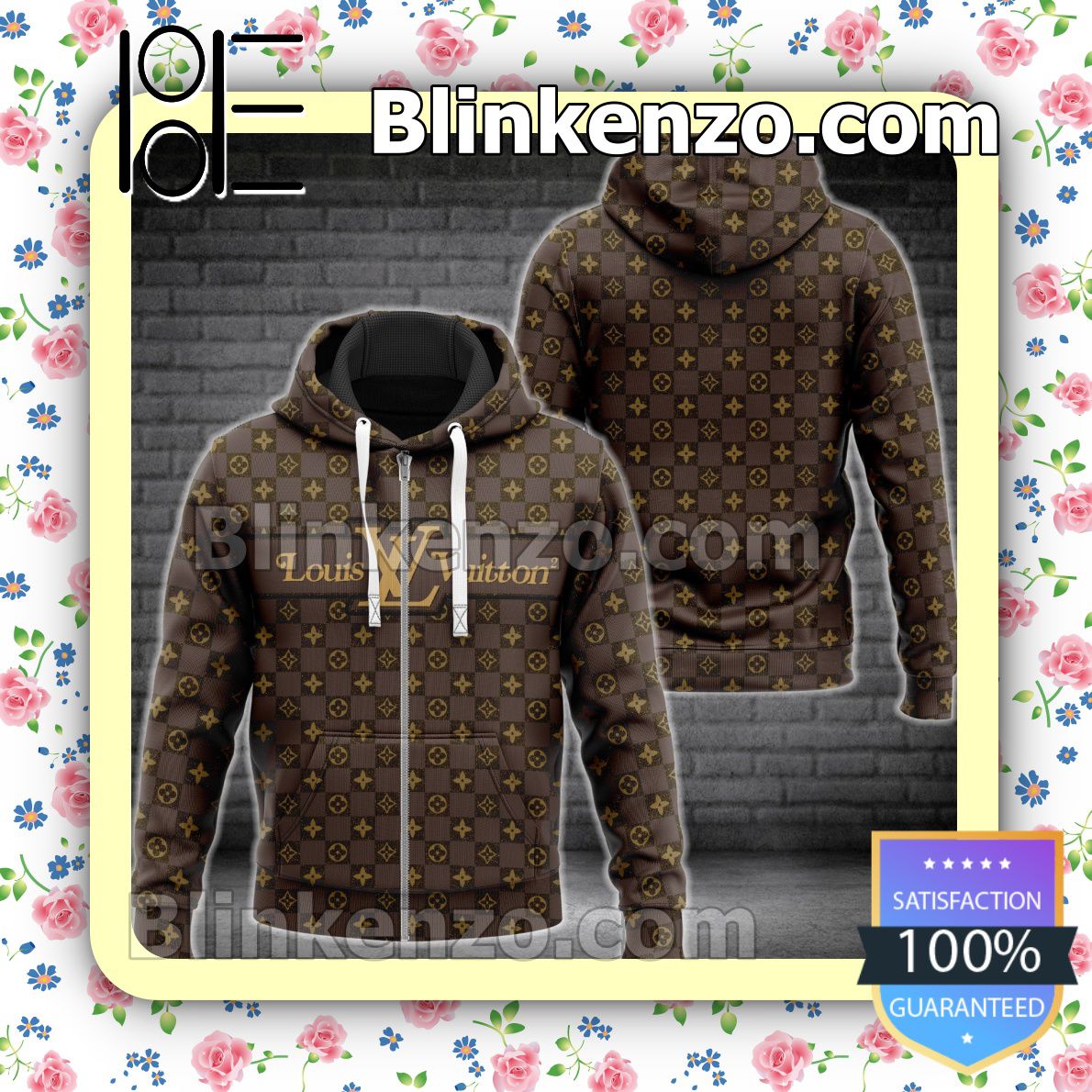 Top Louis Vuitton Glitter Checkerboard Full-Zip Hooded Fleece Sweatshirt
