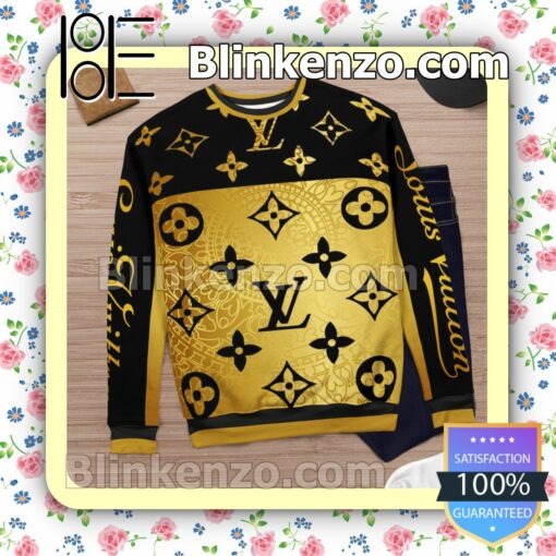 Louis Vuitton Gold And Black Mens Sweater c