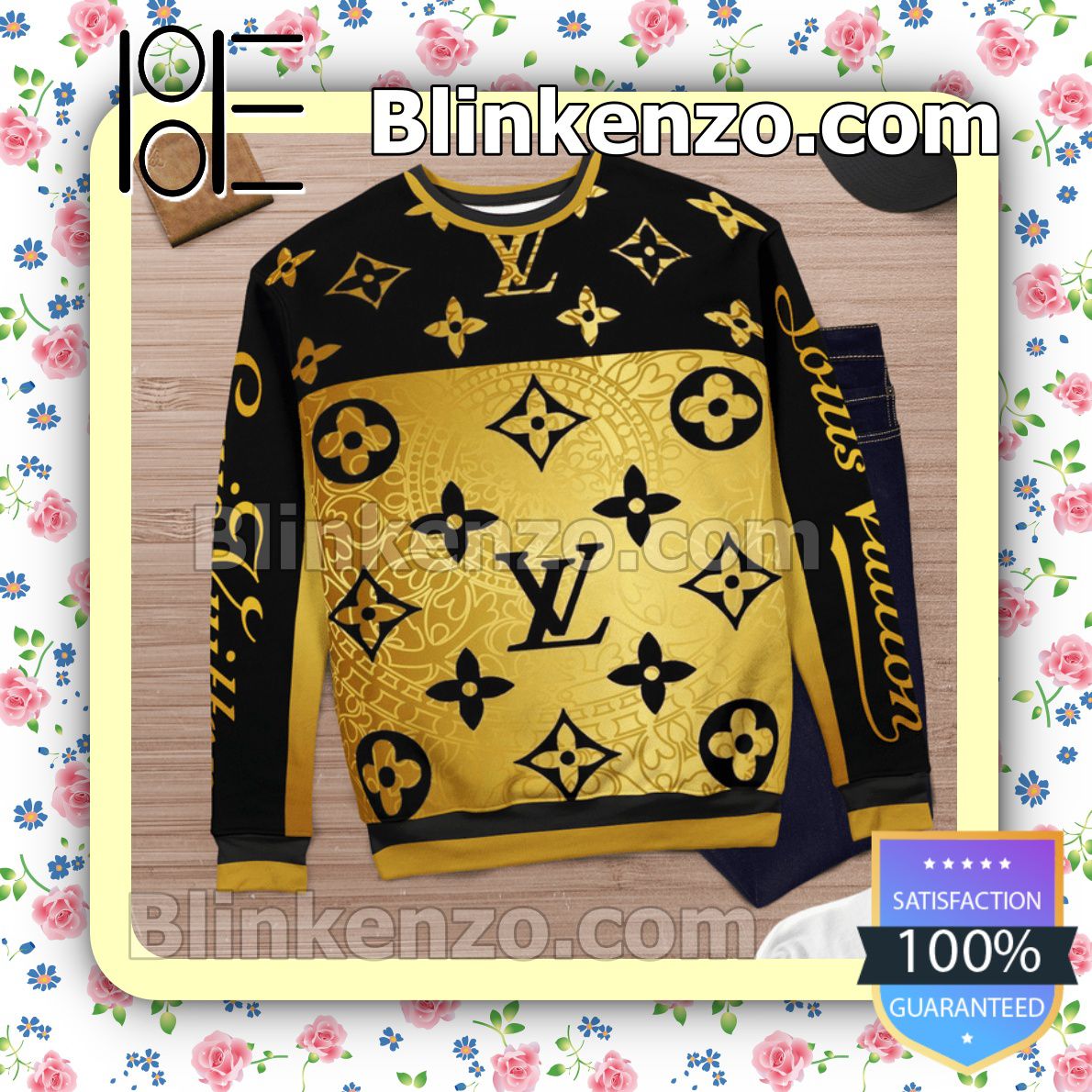 Louis Vuitton Gold And Black Mens Sweater - Blinkenzo
