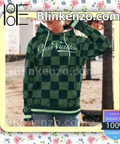 Louis Vuitton Green Checkerboard Full Print Custom Womens Hoodie a