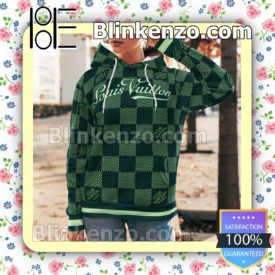 Louis Vuitton Green Checkerboard Full Print Custom Womens Hoodie a