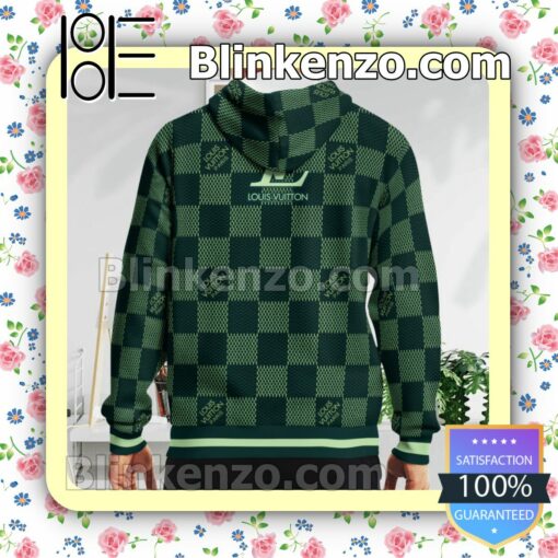 Louis Vuitton Green Checkerboard Full Print Custom Womens Hoodie b