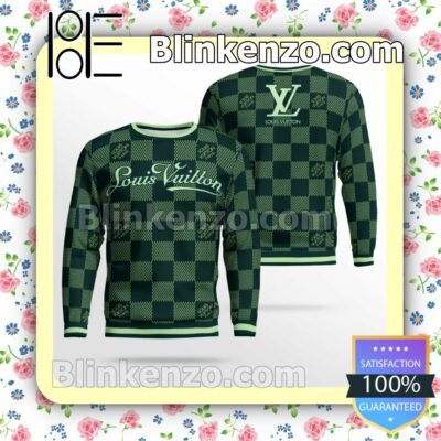 Louis Vuitton Green Checkerboard Mens Sweater