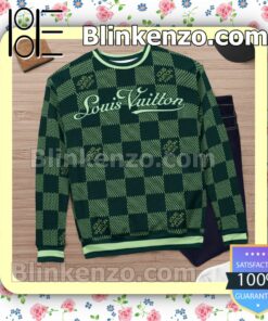 Louis Vuitton Green Checkerboard Mens Sweater c