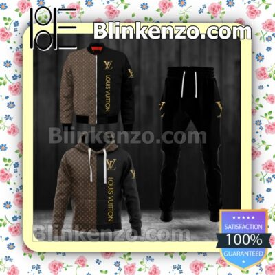 Louis Vuitton Half Black Half Dark Brown Monogram Fleece Hoodie, Pants