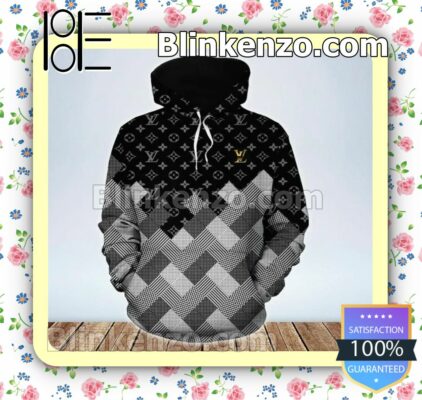 Louis Vuitton Half Black Monogram Half Checkered Custom Womens Hoodie