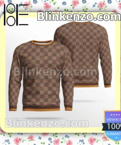 Louis Vuitton Light And Dark Brown Checkerboard Mens Sweater