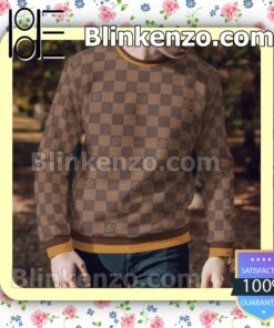 Louis Vuitton Light And Dark Brown Checkerboard Mens Sweater a