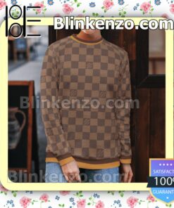 Louis Vuitton Light And Dark Brown Checkerboard Mens Sweater b