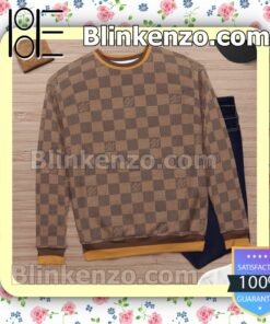 Louis Vuitton Light And Dark Brown Checkerboard Mens Sweater c
