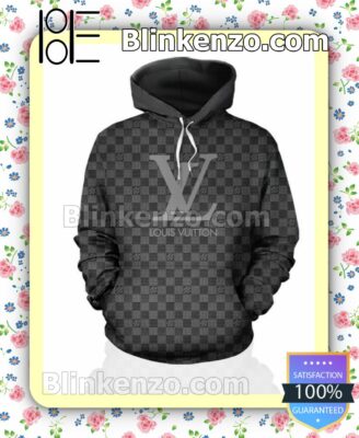 Louis Vuitton Light And Dark Grey Checkerboard Custom Womens Hoodie