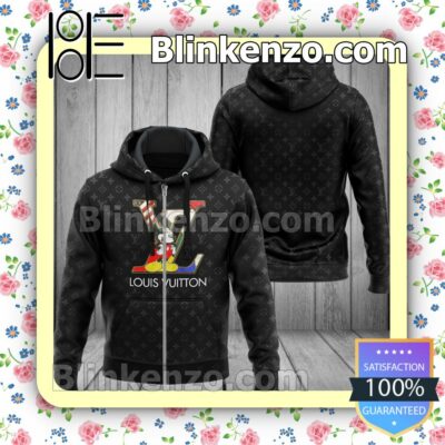 Louis Vuitton Mickey Mouse Black Monogram Full-Zip Hooded Fleece Sweatshirt