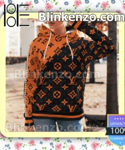 Louis Vuitton Monogram Black And Orange Custom Womens Hoodie a
