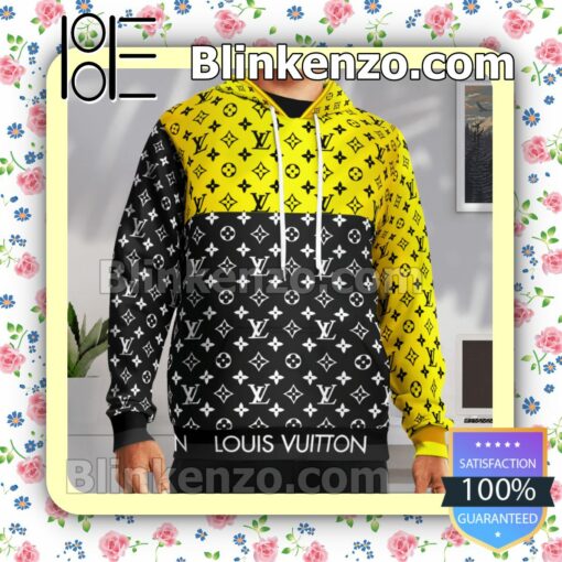 Louis Vuitton Monogram Black And Yellow Custom Womens Hoodie a