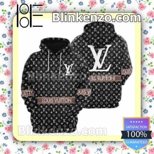 Louis Vuitton Monogram Brand Name Stripe Black Custom Womens Hoodie