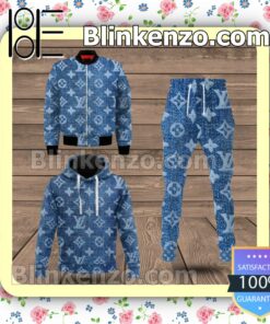 Louis Vuitton Monogram Style Blue Jean Fleece Hoodie, Pants