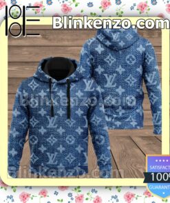 Louis Vuitton Monogram Style Blue Jean Fleece Hoodie, Pants a