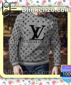 Louis Vuitton Monogram With Big Logo Center Grey Mens Sweater a