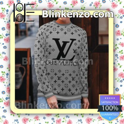 Louis Vuitton Monogram With Big Logo Center Grey Mens Sweater b