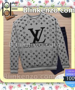 Louis Vuitton Monogram With Big Logo Center Grey Mens Sweater c