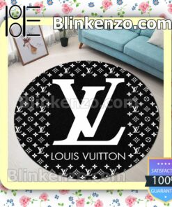 Louis Vuitton Monogram With White Big Logo Center Black Round Carpet Runners