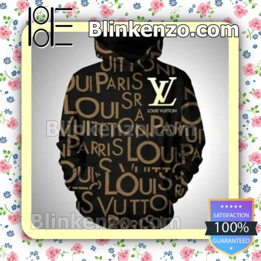 Louis Vuitton Paris Brand Name Print Black Custom Womens Hoodie