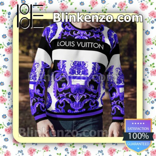 Louis Vuitton Purple Multi Baroque Print Mens Sweater a
