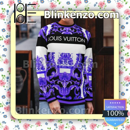 Louis Vuitton Purple Multi Baroque Print Mens Sweater b