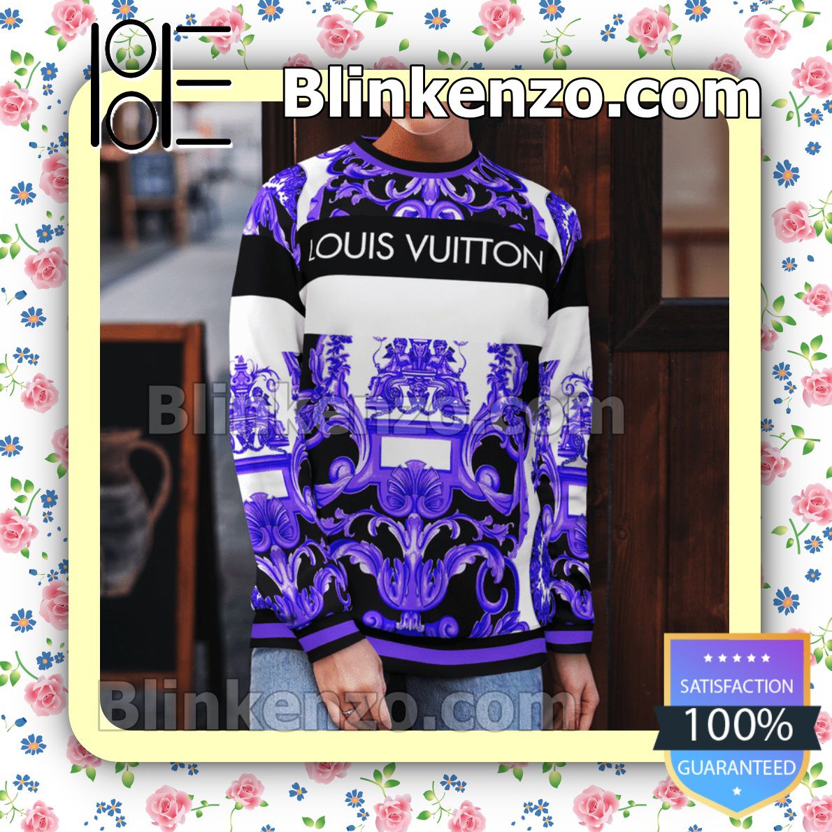 Near me Louis Vuitton Purple Multi Baroque Print Mens Sweater