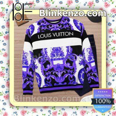 Louis Vuitton Purple Multi Baroque Print Mens Sweater c