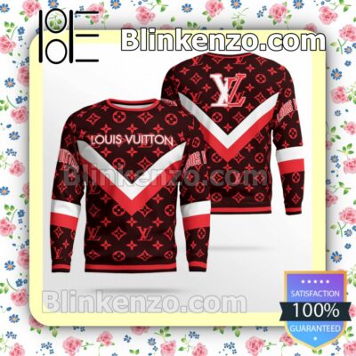 Louis Vuitton Red Logo Monogram With Big V Center Mens Sweater