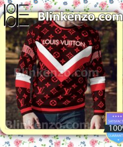 Louis Vuitton Red Logo Monogram With Big V Center Mens Sweater a