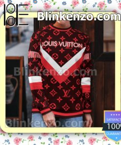 Louis Vuitton Red Logo Monogram With Big V Center Mens Sweater b