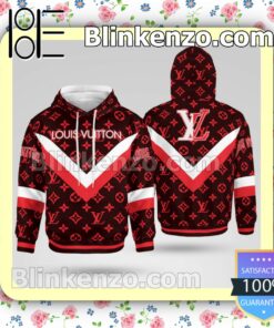 Louis Vuitton Red Logo Monogram With White And Red Stripes Custom Womens Hoodie