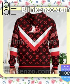 Louis Vuitton Red Logo Monogram With White And Red Stripes Custom Womens Hoodie b