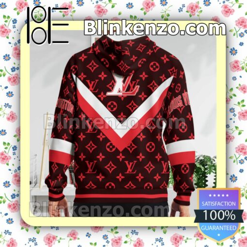 Louis Vuitton Red Logo Monogram With White And Red Stripes Custom Womens Hoodie b