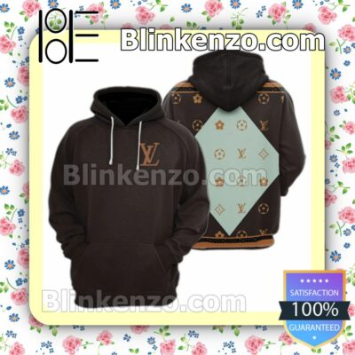 Louis Vuitton Signature Logo Printed On Back Dark Brown Custom Womens Hoodie