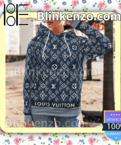 Louis Vuitton Since 1854 Blue Monogram Custom Womens Hoodie a