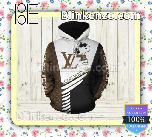 Louis Vuitton Snoopy Mix Color Brown White And Black Custom Womens Hoodie