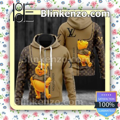 Louis Vuitton Winnie The Pooh Monogram Mix Brown Full-Zip Hooded Fleece Sweatshirt
