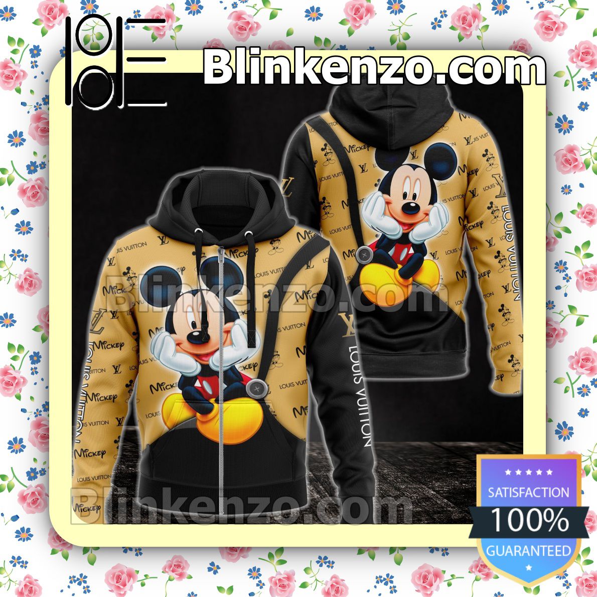 Gorgeous Louis Vuitton With Cute Mickey Mouse Full-Zip Hooded Fleece Sweatshirt