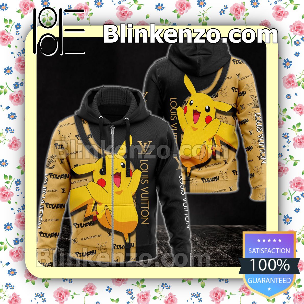Best Gift Louis Vuitton With Pikachu Full-Zip Hooded Fleece Sweatshirt
