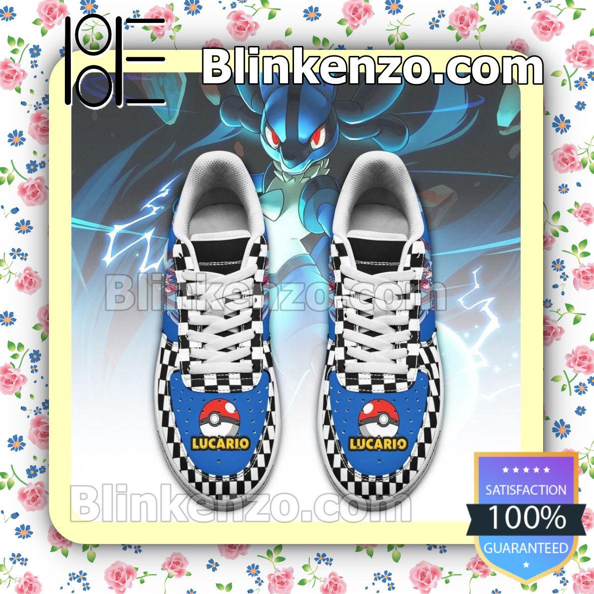 Amazing Lucario Checkerboard Pokemon Nike Air Force Sneakers